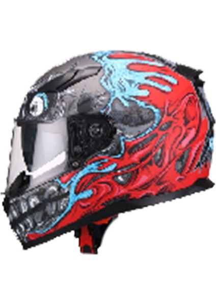 816 Mat Teeth Red Full Face Motosiklet Kaskı