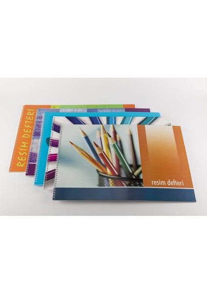 3 Adet Karton Kapak Spiralli Resim Defteri 35 x 50 cm 15 Yaprak