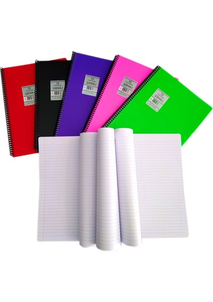 3 Adet A4 Plastik Pp Kapak Spiralli 72 Yaprak Çizgili Defter Attack Sry