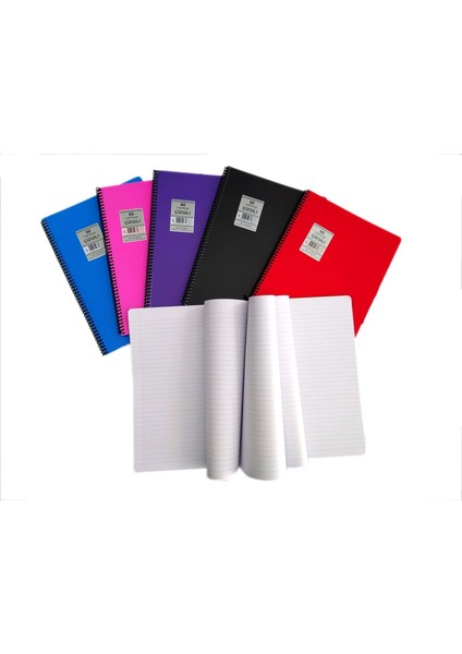 3 Adet A4 Plastik Pp Kapak Spiralli 60 Yaprak Çizgili Defter Attack Sry