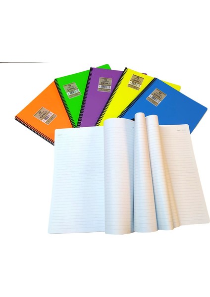 3 Adet A4 Plastik Pp Kapak Spiralli 60 Yaprak Çizgili Defter Contra Sry