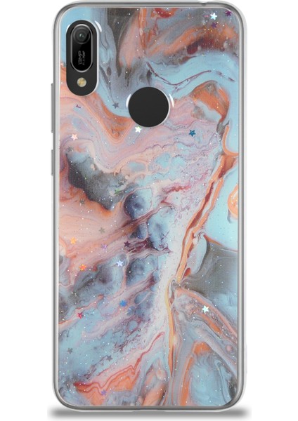 CaseWorld Huawei Y6 2019 Kapak Mermer Desenli Pop Socketli Silikon Kılıf - Mercan fiyatları