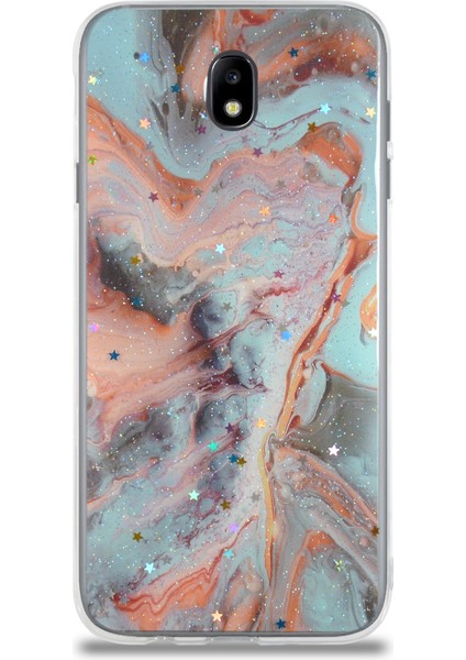 CaseWorld Samsung Galaxy J7 Pro Kapak Mermer Desenli Pop Socketli Silikon Kılıf - Mercan fiyatları