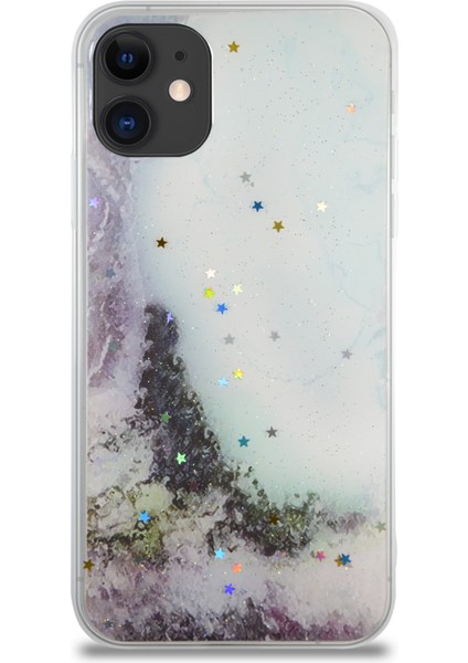 CaseWorld Apple iPhone 11 Kapak Mermer Desenli Pop Socketli Silikon Kılıf - Beyaz fiyatları