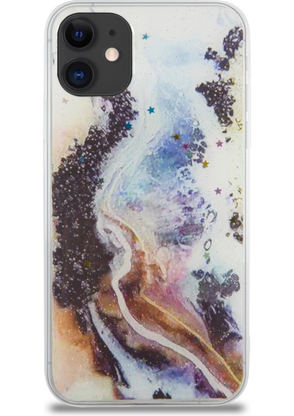 CaseWorld Apple iPhone 11 Kapak Mermer Desenli Pop Socketli Silikon Kılıf - Mor fiyatları