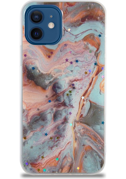 CaseWorld Apple iPhone 12 Kapak Mermer Desenli Pop Socketli Silikon Kılıf - Mercan fiyatları