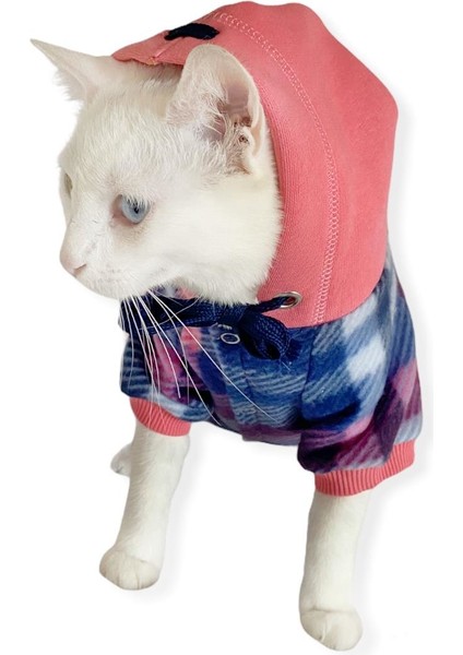 Mini Suqare Pie Kapşonlu Sweatshirt Ceket Kedi Süveteri Kedi Kıyafeti S