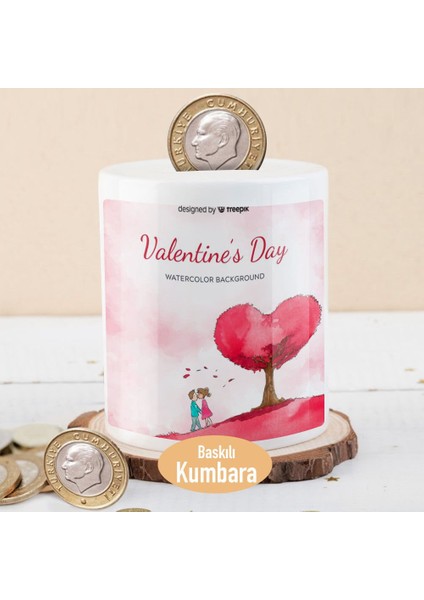 Valentines Day Yazılı Romantik Çift Para Birikim KUMBARASI-21480