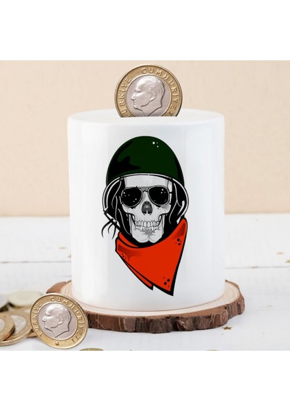 Hipster Kasklı Kuru Kafa Para Birikim KUMBARASI-KB4576329