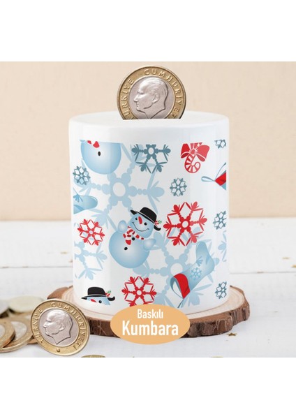 Kar Kristalleri ve Kardan Adam Para Birikim KUMBARASI-8365