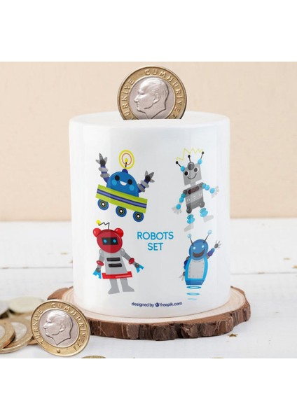 Neşeli Renkli Robotlar Para Birikim KUMBARASI-23-2147721970