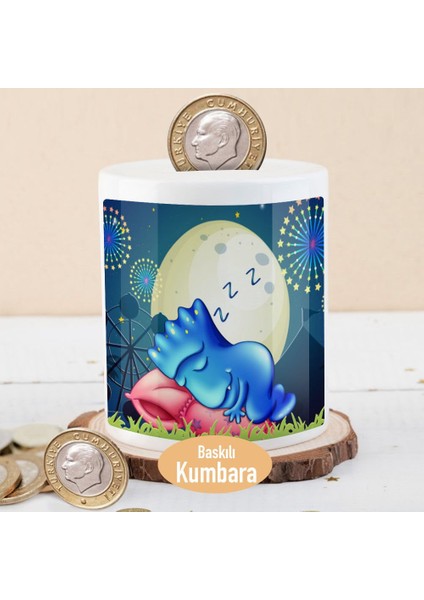 Sevimli Uyuyan Mavi Canavar Baskılı Para Birikim KUMBARASI-16717