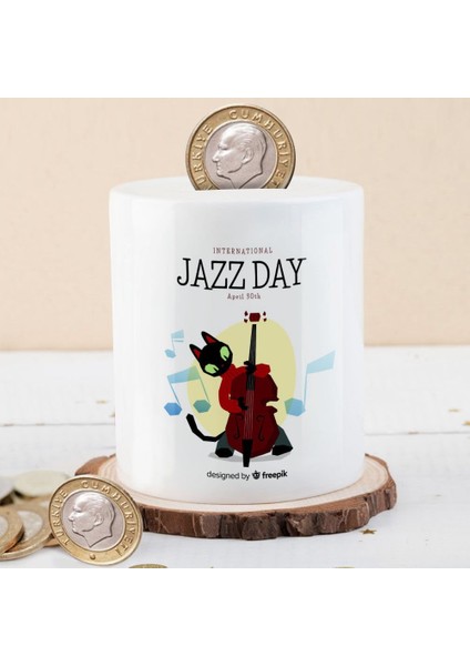 Jazz Günü Sanatçı Kedi Para Birikim KUMBARASI-2148096749