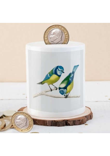Daldaki Iki Sevimli Renkli Kuş Para Birikim KUMBARASI-59180