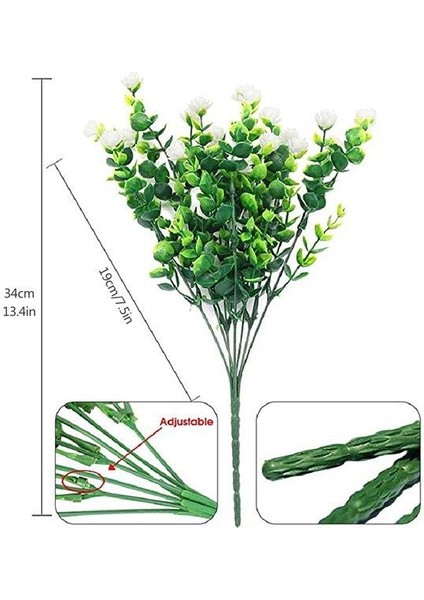 Nettenevime Yapay Çiçek Beyaz Mineli Şimşir Dekoratif Yapay Bitki