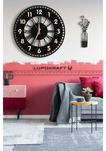 Dekoratif Aynalı Duvar Saati 50 x 50 cm + Vazo Tablo