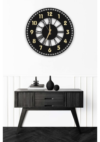 Dekoratif Aynalı Duvar Saati 50 x 50 cm + Vazo Tablo