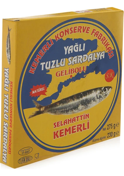 Selahattin Kemerli Selahattin Yağlı Tuzlu Sardalya 275 gr