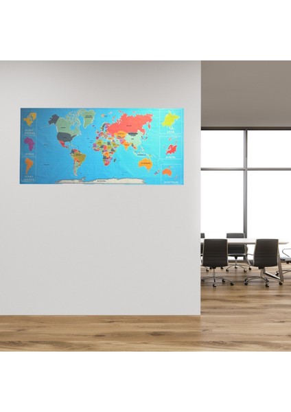 Buffer Renkli atlas Dünya haritası Manyetik Yapıştırıcı Gerektirmeyen Duvar Stickerı 118 cm * 56 cm