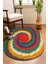 Renkli Boyalar Desenli Oval Örme Dekoratif Jüt Kilim Hasır Halı JUT-4068 1