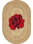 Kırmızı Güllü Desenli Oval Örme Dekoratif Jüt Kilim Hasır Halı JUT-4020 2