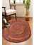 Renkli Çizgiler Oval Örme Dekoratif Jüt Kilim Hasır Halı JUT-4063 1