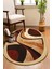 Kahve Retro Desenli Oval Örme Dekoratif Jüt Kilim Hasır Halı JUT-4054 1