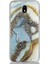 CaseWorld Samsung Galaxy J7 Pro Kapak Mermer Desenli Pop Socketli Silikon Kılıf - Gold 1