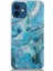 CaseWorld Apple iPhone 12 Kapak Mermer Desenli Pop Socketli Silikon Kılıf - Mavi 2