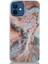 CaseWorld Apple iPhone 12 Kapak Mermer Desenli Pop Socketli Silikon Kılıf - Mercan 2