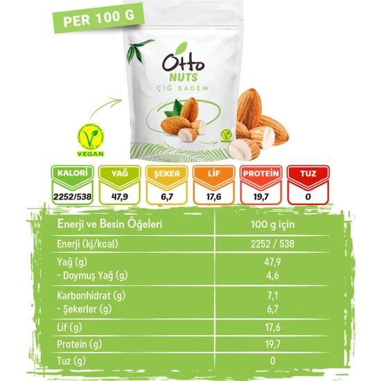 Otto Nuts Vegan Çiğ Badem 150 g
