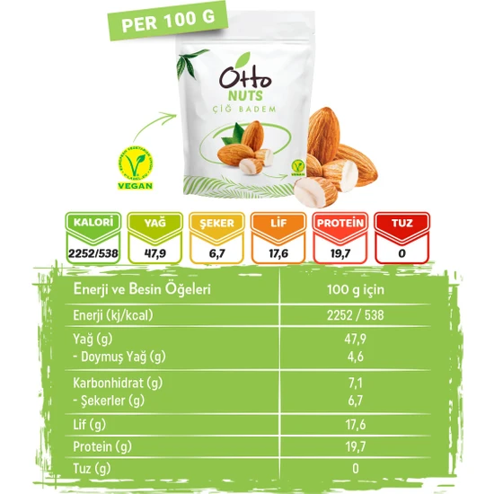 Otto Nuts Vegan Çiğ Badem 40 g