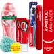 Colgate Diş Macunu 50 ml X2, Orta Diş Fırçası, Palmolive Duş Jeli 500 ml + Fırça Kabı & Duş Lifi