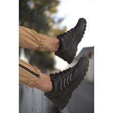Riccon Siyah 3D Rubber Trekking Ayakkabı Düz Tabanlı Koku Yapmayan İç Astar 00128060