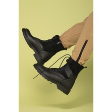 Riccon Siyah Erkek Bot Ortapedik İç Taban ve Kaymaz Taban ile Güvenli Adımlar