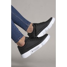 Riccon Siyah Beyaz Erkek Sneaker Düz Taban 0012X20 Koku Yapmayan Malzeme