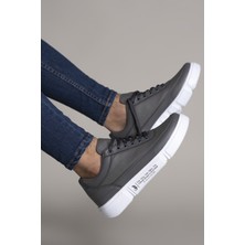 Riccon Erkek Füme Beyaz Sneaker Düz Taban ve Koku Yapmayan İç Astar ile Konforlu