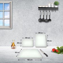 Decorita 3'lü Takım Düz Renk - Beyaz | Cam Kesme Tahtası - Cam Kesme Tablası