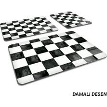 Decorita 3'lü Takım Damalı Desen | Cam Kesme Tahtası - Cam Kesme Tablası