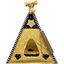 Moonstar Xl Siyah Sarı Yıldızlı Kedi Köpek Çadırı 70 x 70 cm