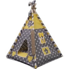 Moonstar Xl Sarı Gri Yıldızlı Kedi Köpek Çadır 70 x 70 cm