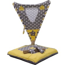 Moonstar Xl Sarı Gri Yıldızlı Kedi Köpek Çadır 70 x 70 cm