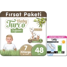 Baby Turco Doğadan Fırsat Paketi Bebek Bezi 7 Numara Xxlarge 48 Adet + Günlük Ped Normal 40 Adet
