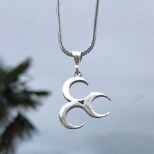 Takılingo Sade Üç Hilal Gümüş Erkek Kolye