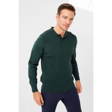 Desen Triko Erkek Polo Yaka Baklava Desenli Triko Kazak Nefti