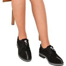 Moosefield Hakiki Deri Siyah Kadın Ayakkabı