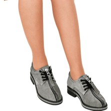 Moosefield Hakiki Deri Gri Kadın Ayakkabı