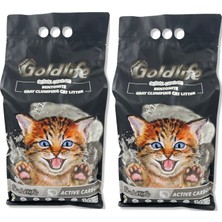 Goldlife Aktif Karbonlu Topaklanan Kedi Kumu %100 Doğal Bentonit 2X10LITRE