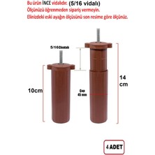 Orta Plastik Mobilya Koltuk Kanepe Ayağı 4 Adet Ceviz 10 - 14 cm 5/16 Vida (Vida Ölçüsüne Dikkat)