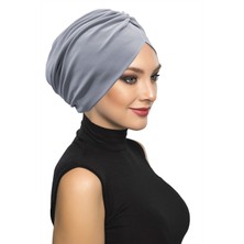 ELYSIANfidan Büzme Çift Taraflı Açık Gri Hazır Türban Tesettür Havuz Bonesi